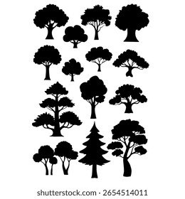 collection of tree images in black
