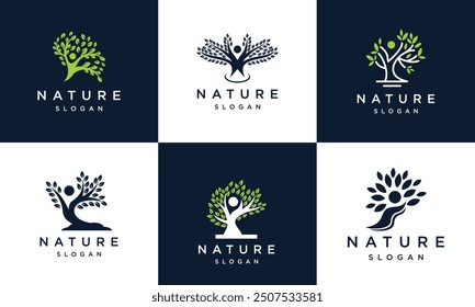 Colección de Personas de árboles Logotipo de Plantilla de símbolos ecológicos	