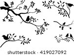 collection of tree silhouette with bird