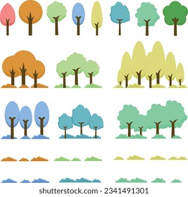 Collection of tree vector icons. forest and park trees for nature design