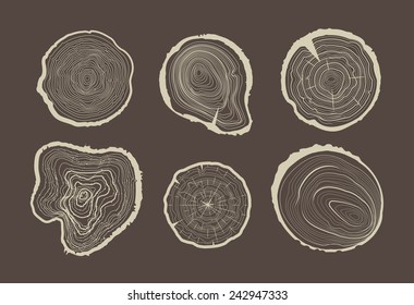 Collection of tree-rings. Vector graphics.