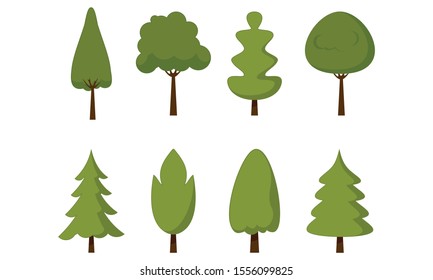 Collection trees cartoon park forest logo vector