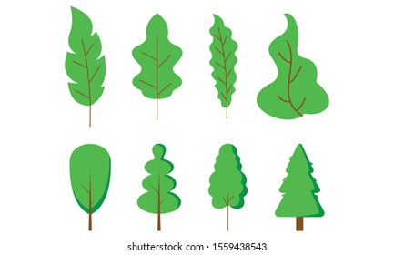 Collection trees cartoon park forest logo vector