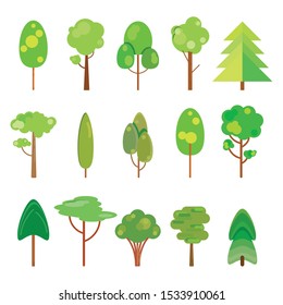 Collection of trees. Flat design. Vector illustration, EPS 10.