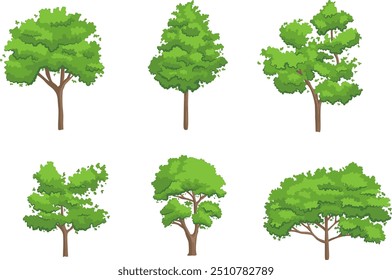 Uma coleção de árvores. elementos gráficos de árvores. para desenho de arquitetura e design de paisagens. Ícone Natural. Ilustração vetorial