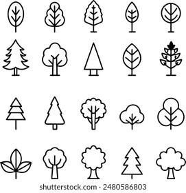 Collection of  trees Icon, can be used to illustrate any nature or healthy lifestyle topic