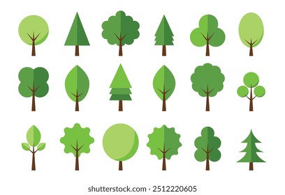 Collection of trees Icon isolated on a white background. Flat Icon design style. Vector illustration