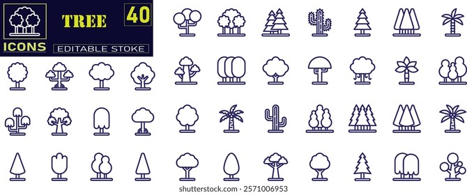 Collection of trees Icon, Trees and Woodland Icon collection containing editable stroke icons.