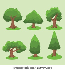 collection Trees illustration with cartoon style can be use to make background illustration example forest, nature and someting with vector illustration