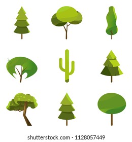 Collection of trees illustrations. Can be used to illustrate any nature or healthy lifestyle topic. - Vector. Pine and oak, evergreen plant illustration.