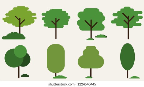 Collection of trees illustrations. Can be used to illustrate any nature or healthy lifestyle topic.