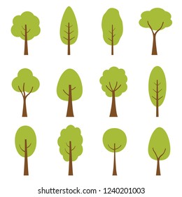 Collection of trees illustrations. Can be used to illustrate any nature or healthy lifestyle topic.