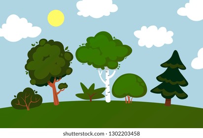Collection of trees illustrations. Can be used to illustrate any nature or healthy lifestyle topic.