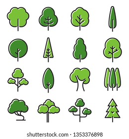 Collection of trees illustrations. Can be used to illustrate any nature or healthy lifestyle topic.