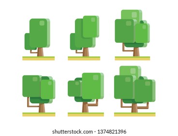 Collection of trees illustrations. Can be used to illustrate any nature or healthy lifestyle topic. - Vector