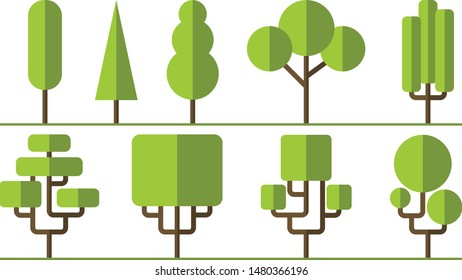Collection of trees illustrations. Can be used to illustrate any nature or healthy lifestyle topic.