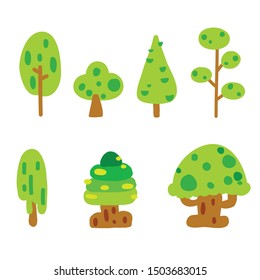 Collection of trees illustrations. Can be used to illustrate any nature or healthy lifestyle topic