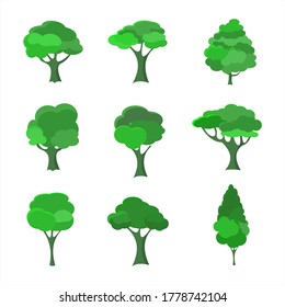 Colección de ilustraciones arbóreas. Se puede usar para ilustrar cualquier tema de la naturaleza o estilo de vida saludable
