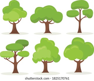 Collection of trees illustrations. Can be used to illustrate any nature or healthy lifestyle topic.