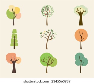 Collection of trees illustrations. Can be used to illustrate any nature or healthy lifestyle topic.