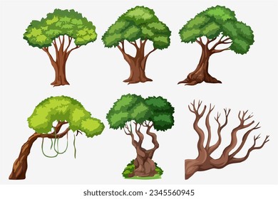 Collection of trees illustrations. Can be used to illustrate any nature or healthy lifestyle topic.