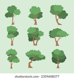 Collection of trees illustrations. Can be used to illustrate any nature or healthy lifestyle topic.
