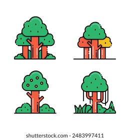 Collection of trees illustrations. Can be used to illustrate any nature or healthy lifestyle