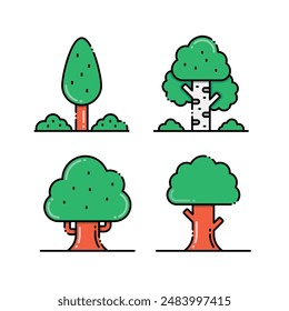 Collection of trees illustrations. Can be used to illustrate any nature or healthy lifestyle
