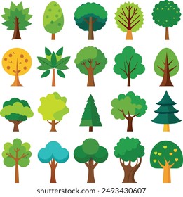 Collection of trees illustrations. Can be used to illustrate any nature or healthy lifestyle topic.....