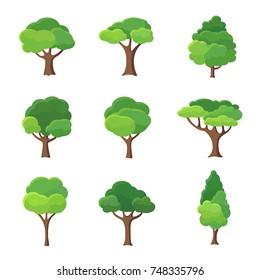 Collection of trees illustrations. Can be used to illustrate any nature or healthy lifestyle topic.