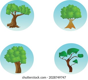 Collection of trees illustrations, Tree icon set vector art, Can be used to illustrate any nature or healthy lifestyle work.