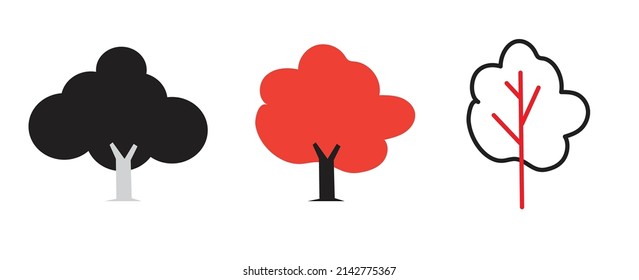 Collection of trees illustrations. used for various media in the design. on a white background
