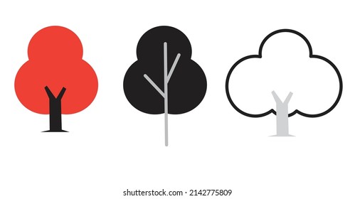 
Colección de ilustraciones arbóreas. utilizado para varios medios en el diseño. sobre un fondo blanco