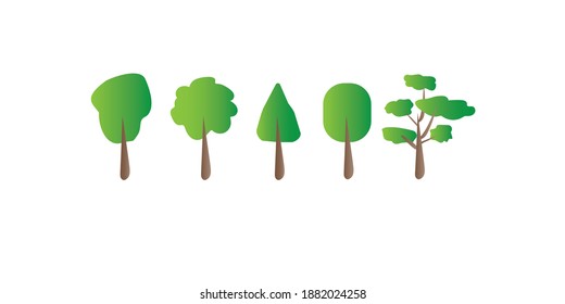 Collection of trees illustrations vector illustration and icon on the White Background
