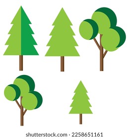 Collection of trees illustrations. Vector illustration