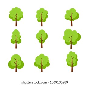 collection of trees isolated on white background. vector illustration.