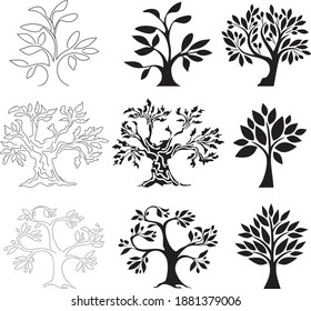 Collection of trees made in different styles