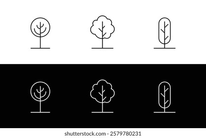 Collection of trees. Minimal line art tree set isolated on white background. vector illustration.