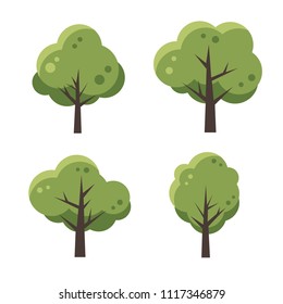 Collection of trees on white background. nature or healthy. Vector illustration