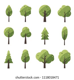 Collection of trees on white background. nature or healthy. Vector illustration