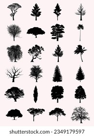 collection of trees. silhouette trees illustration. tree illustration.