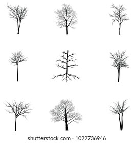 Collection of trees silhouettes