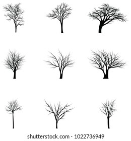 Collection of trees silhouettes