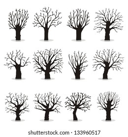 Collection of trees silhouettes
