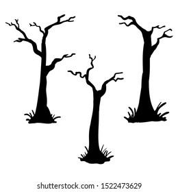 Collection of trees silhouettes  handdrawn doodle