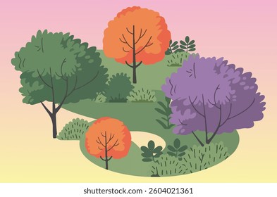 Collection of trees. tree set Colors background. vector illustration