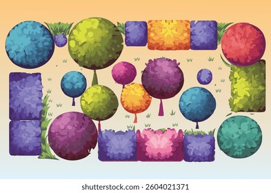 Collection of trees. tree set Colors background. vector illustration