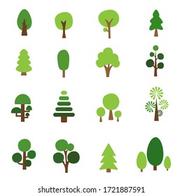 Collection of trees. tree set isolated on white background. vector illustration.