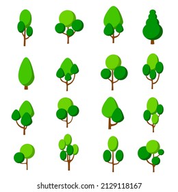 Collection of trees. tree set isolated on white background. vector illustration.