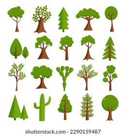 Collection of trees. tree set isolated on white background. vector illustration.